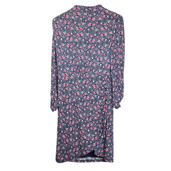 Rebecca Taylor Blue Red Floral Long Sleeve Mock Neck Stretch Zip Up Mini Dress - Picture 8 of 12